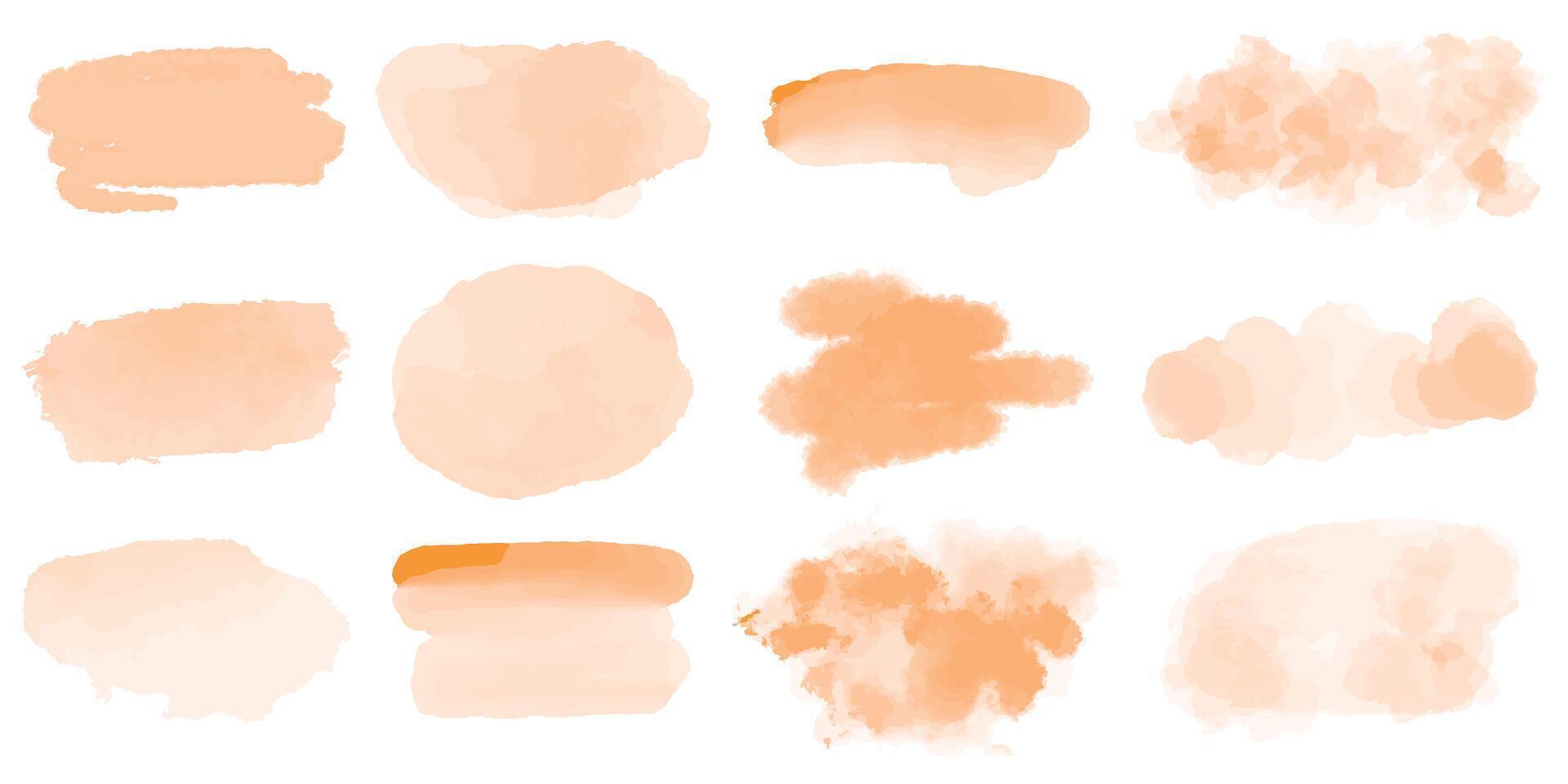 Autumn orange watercolor stains set vector