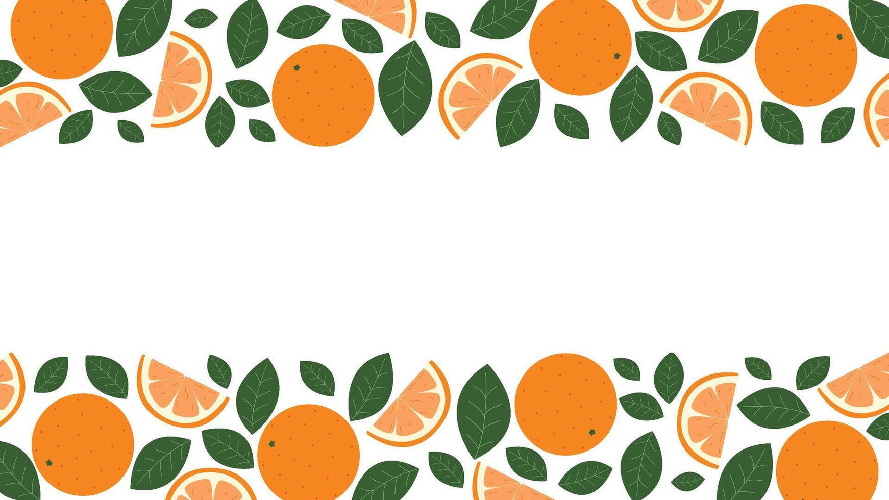 Horizontal template with juicy oranges and leaves vector