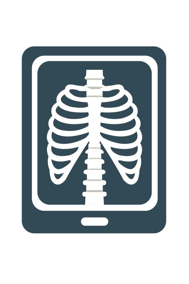 X-ray image of human rib cage and spine, vector