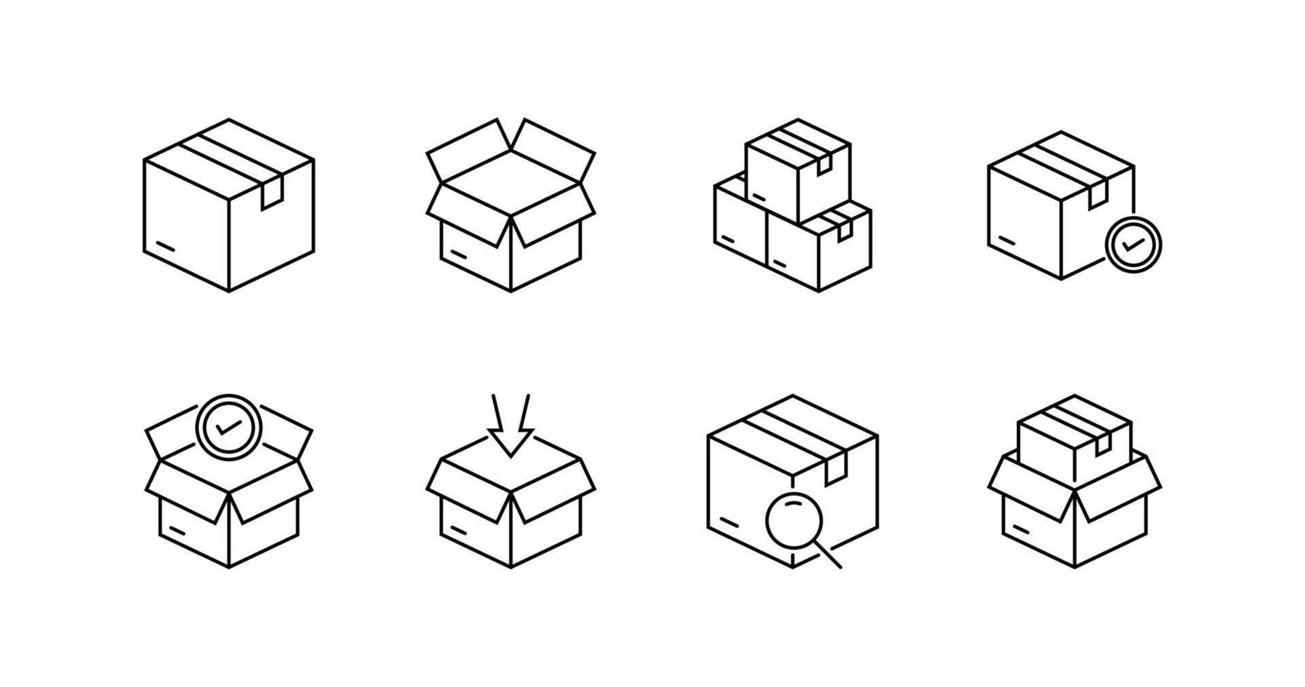 Shipping Box Icon Set vector