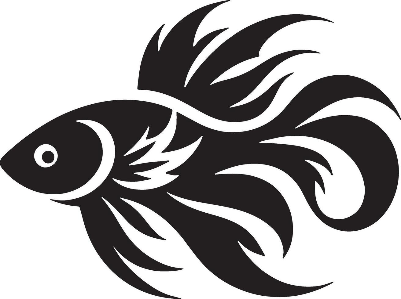 A black and white fish with a long tail vector