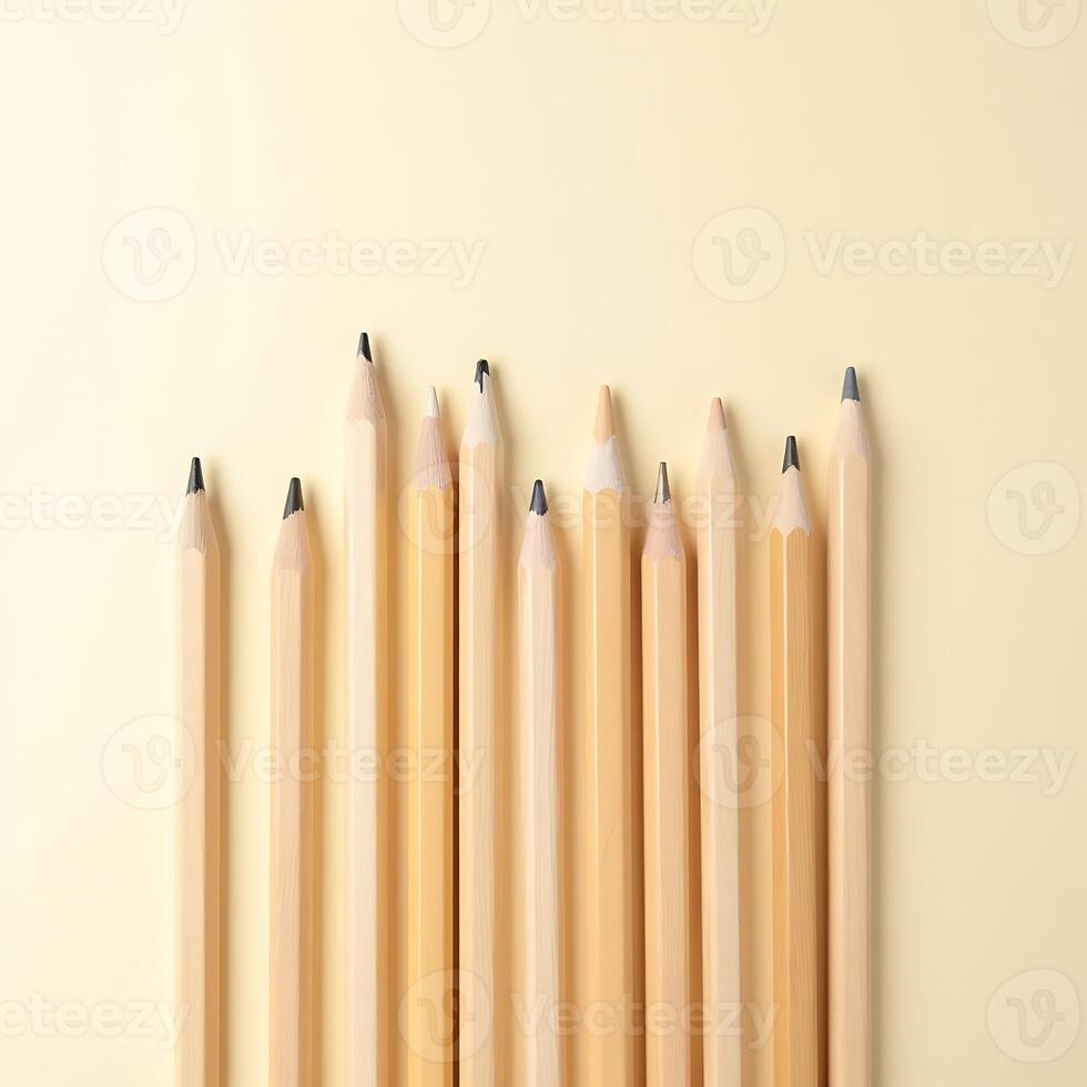 Arrangement of Beige Pencils on a Light Background photo