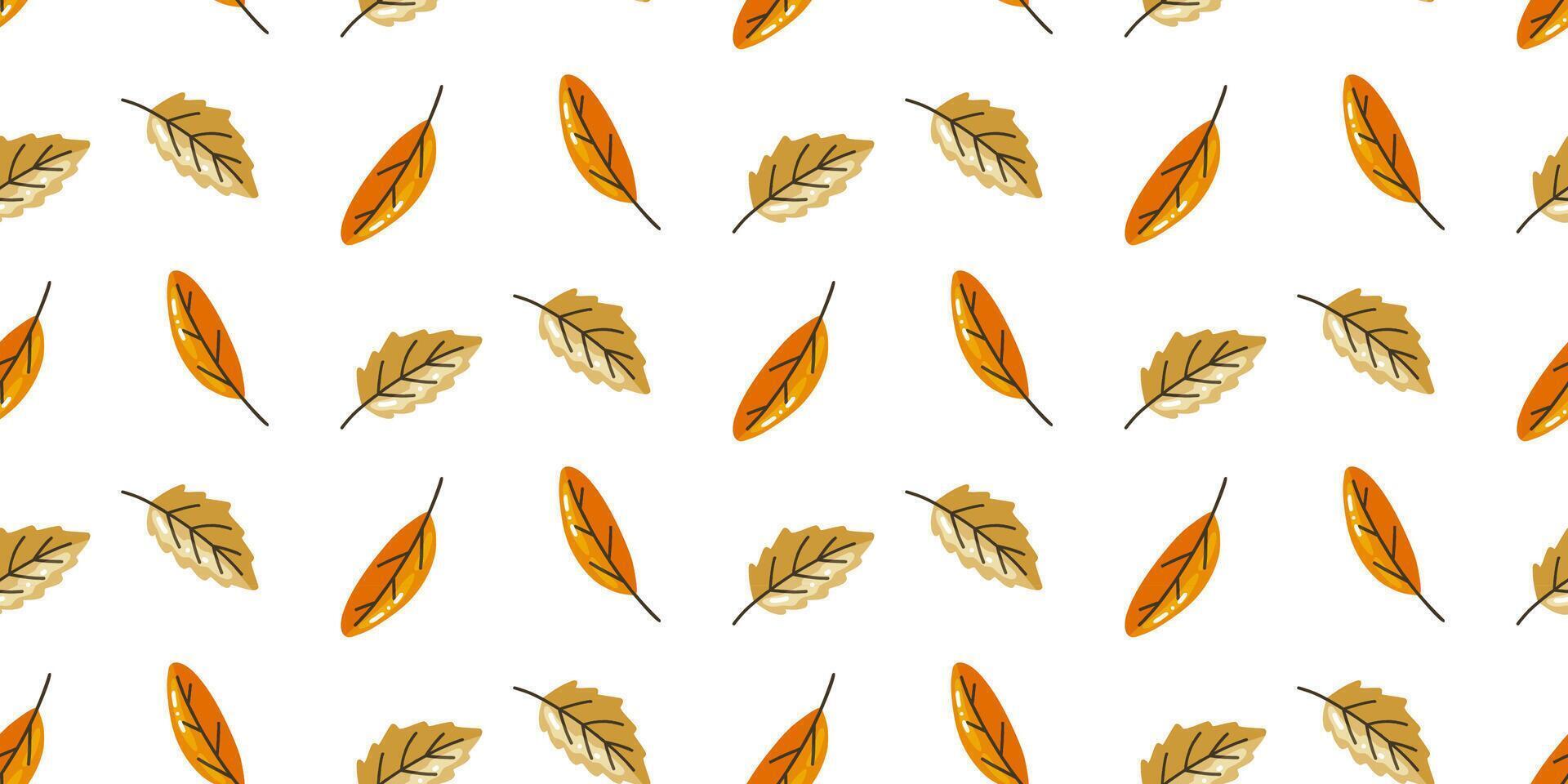 Golden Brown Autumn Leaves Scattered Pattern vector
