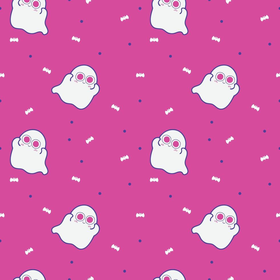 Cute kawaii ghost spooky character halloween pattern illustration vector