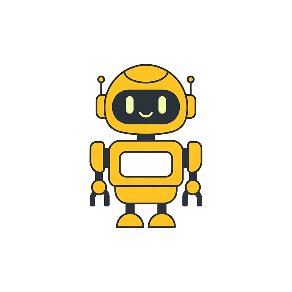 Yellow Robot Illustration with Smile png