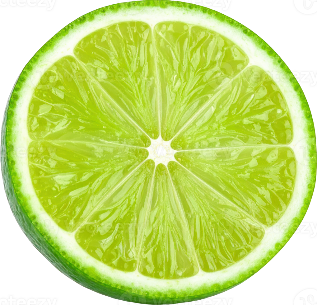 Close up image of a lime slice showcasing its vibrant green color and juicy texture png