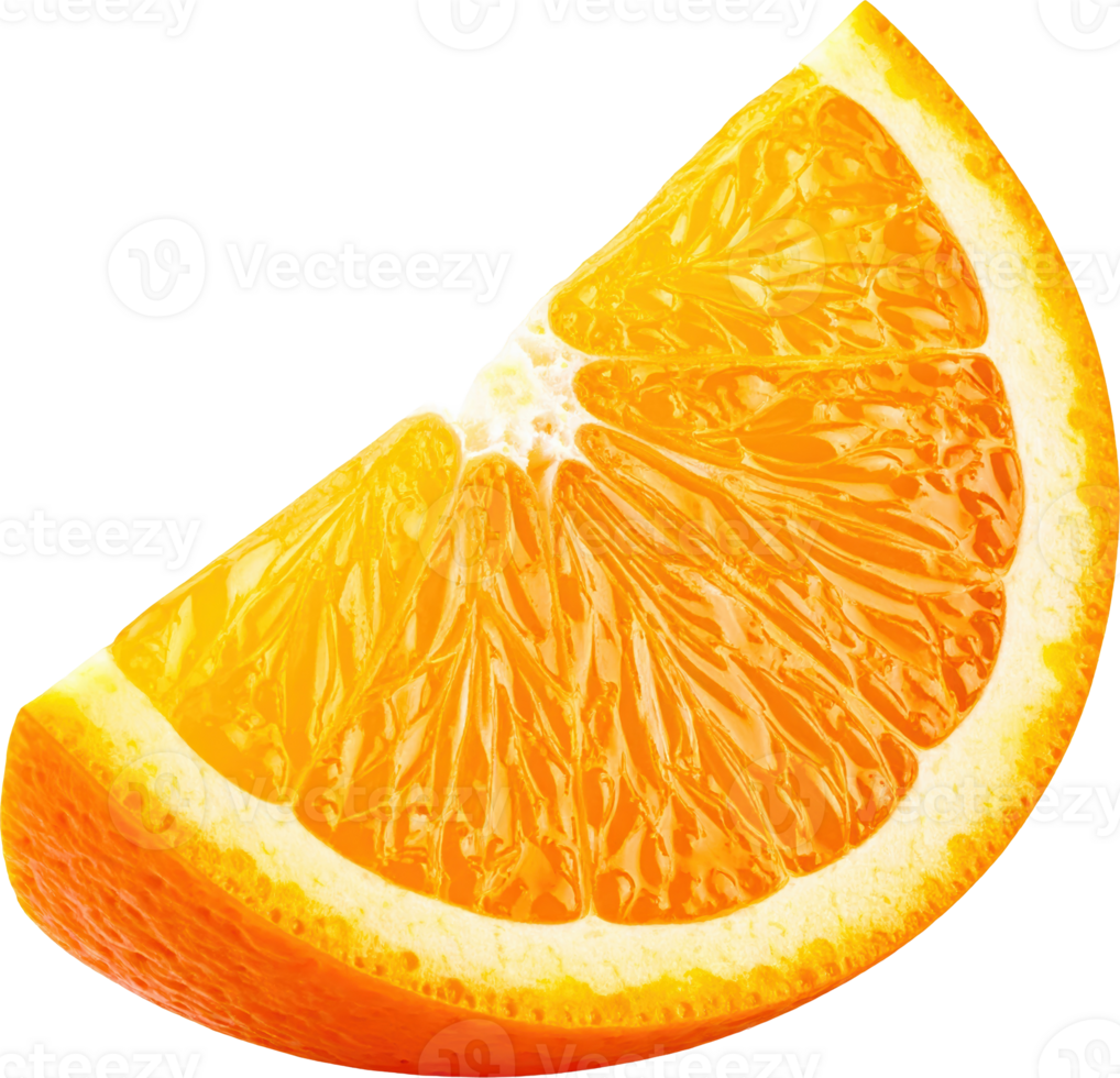 Juicy Orange Slice Close up Studio Shot Vibrant citrus fruit segment png