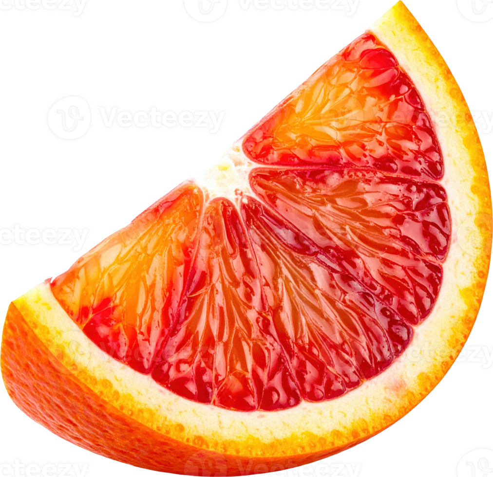 Close up of a juicy blood orange slice vibrant red orange png