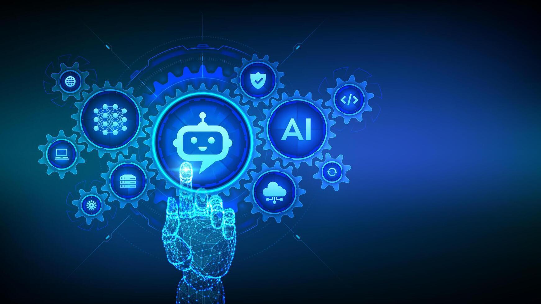 AI chatbot technology and gears vector