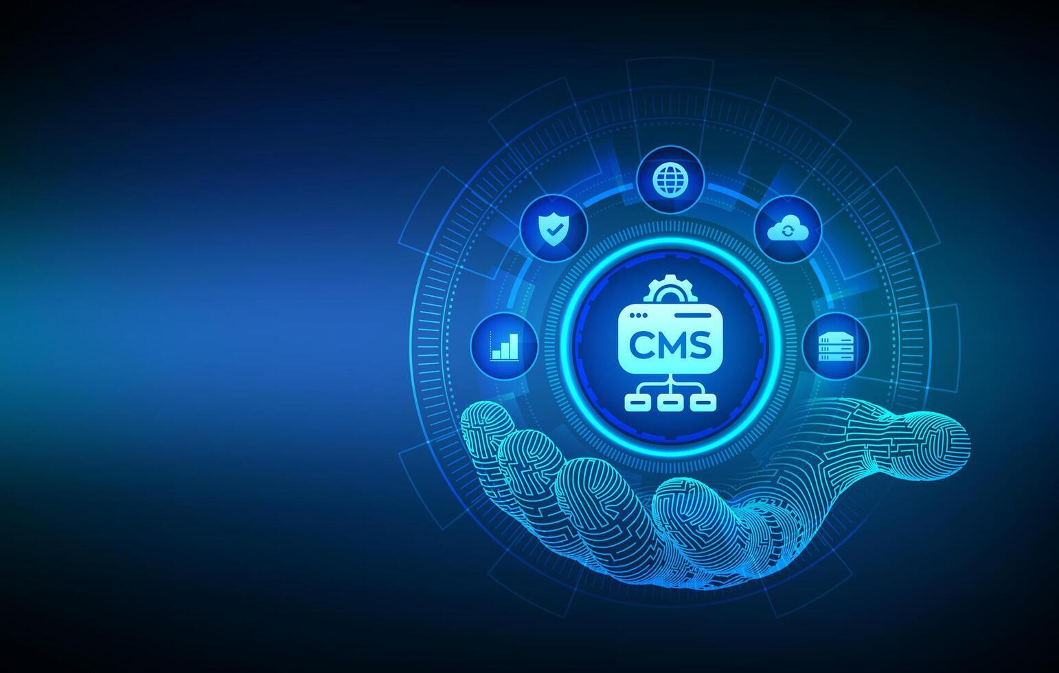 CMS technology hand graphic vector