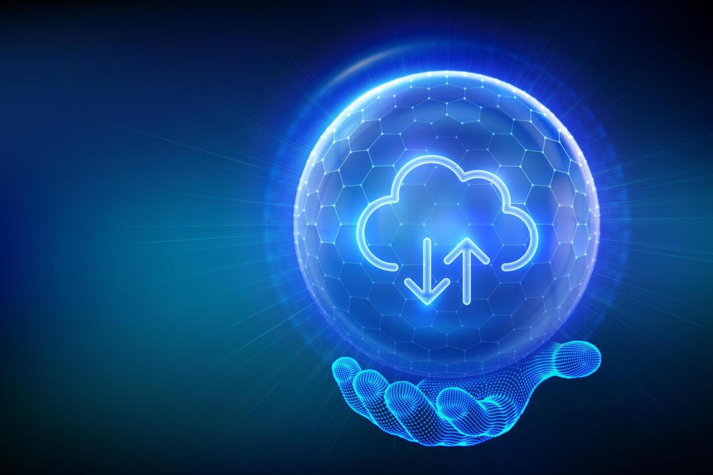Digital cloud concept with upload icon vector