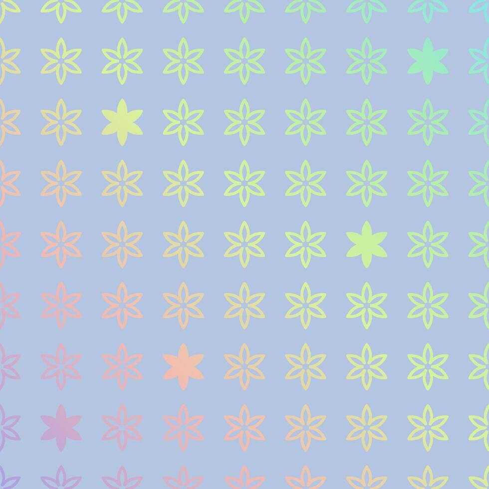 Bright geometric pattern with six-pointed stars. Rainbow color illustration. Gradient iridescent background. vector