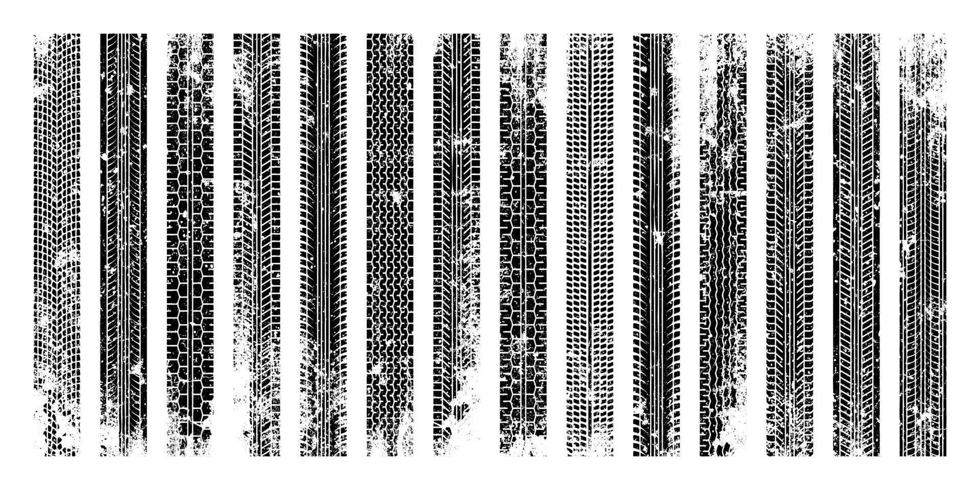 Tracks, wheel braking marks. Truck, car or motorcycle tread pattern silhouettes. Auto race, motorsport, speed racing design element. illustration vector