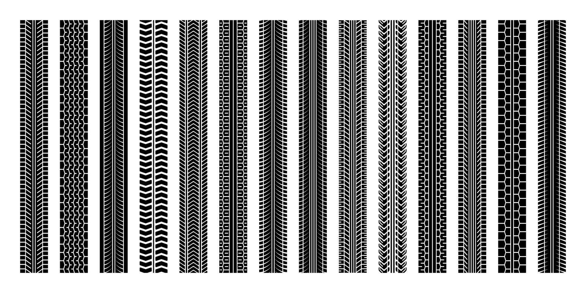 Braking marks. Truck, car or motorcycle tread pattern silhouettes. Auto race, motorsport, speed racing design element. illustration vector