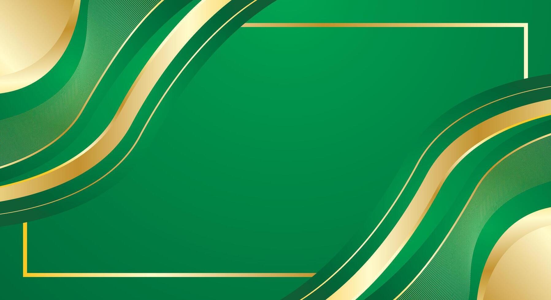 Modern green gold abstract wave background for certificate design vector