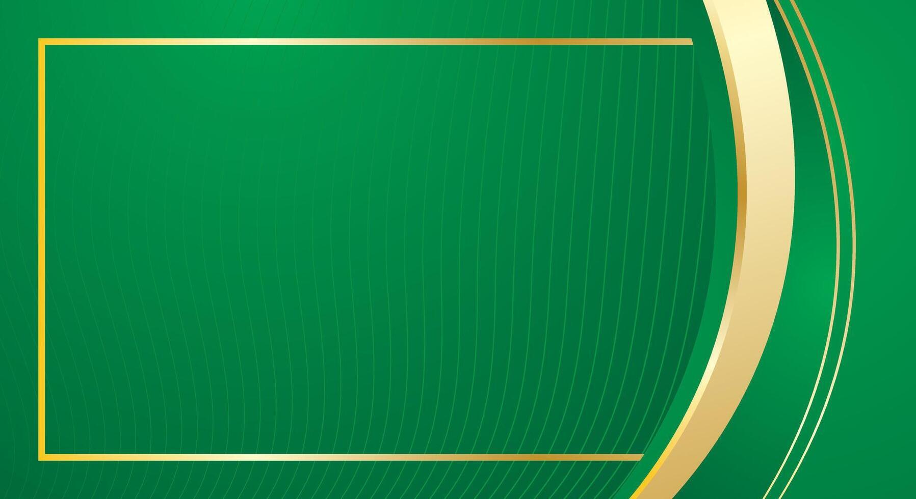 Modern green gold abstract curved background for certificate vector