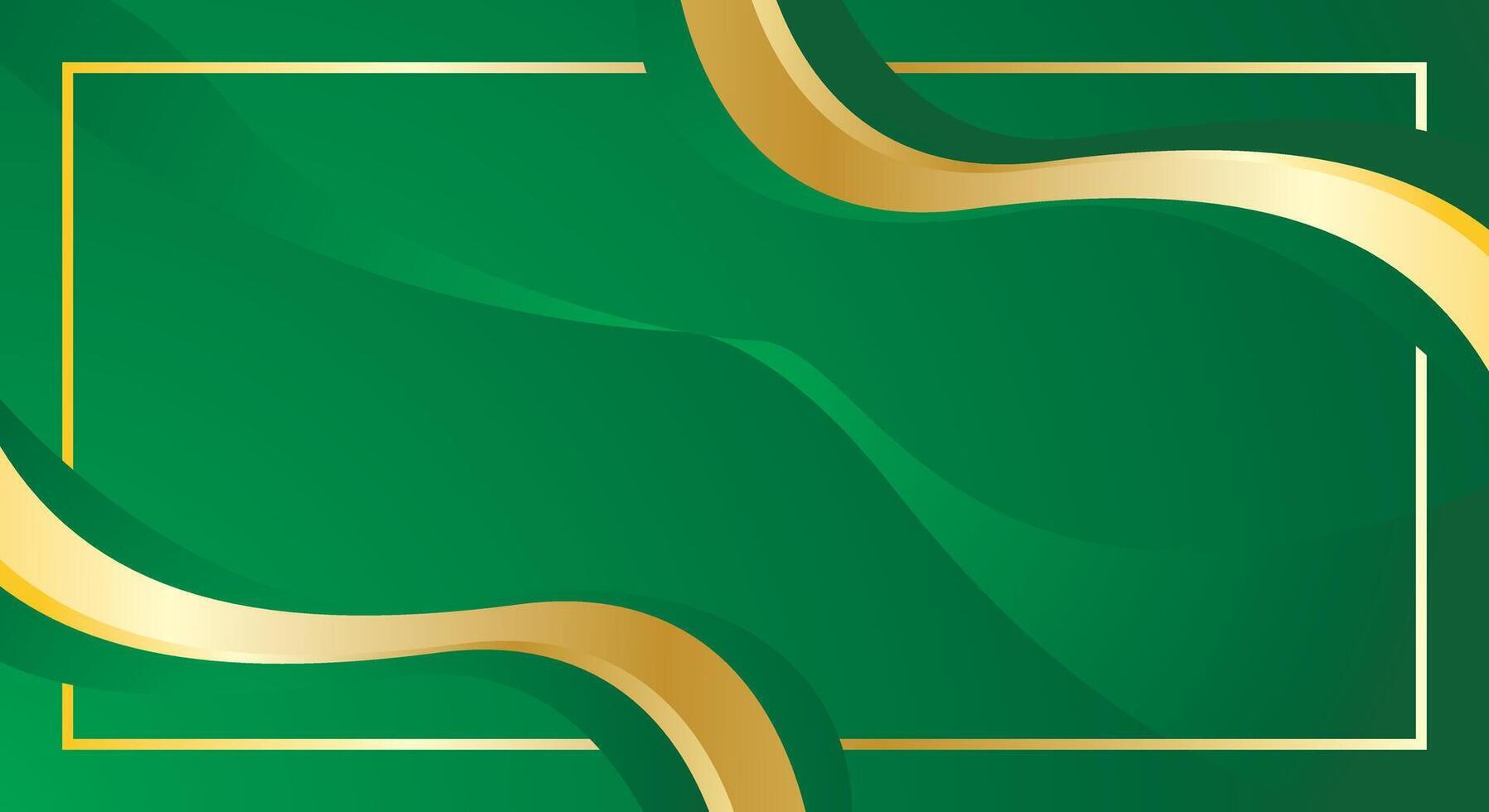 Green gold abstract wave background for certificate design vector