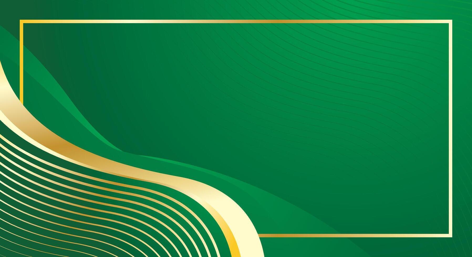 Green gold abstract wave background for certificate vector