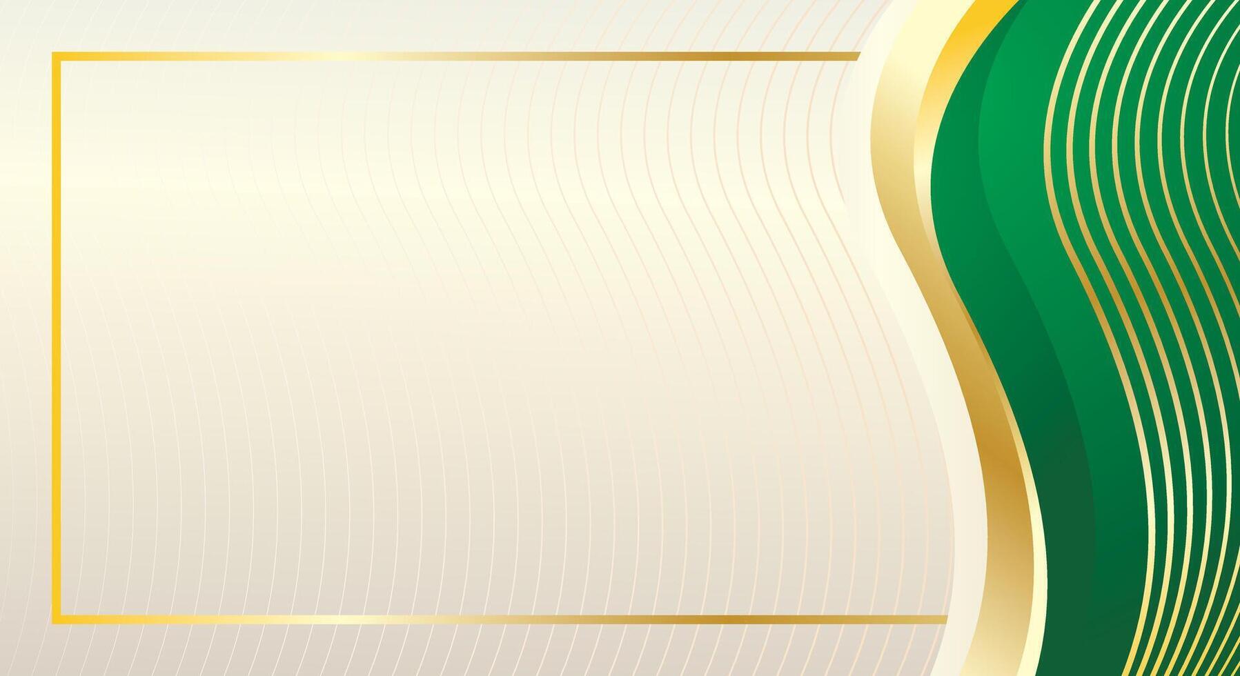 Luxury green gold abstract wave background design vector