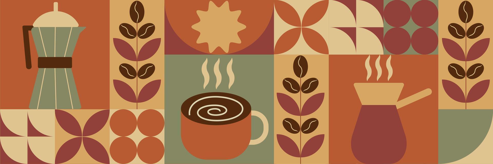Abstract coffee modern line geometric pattern. vector