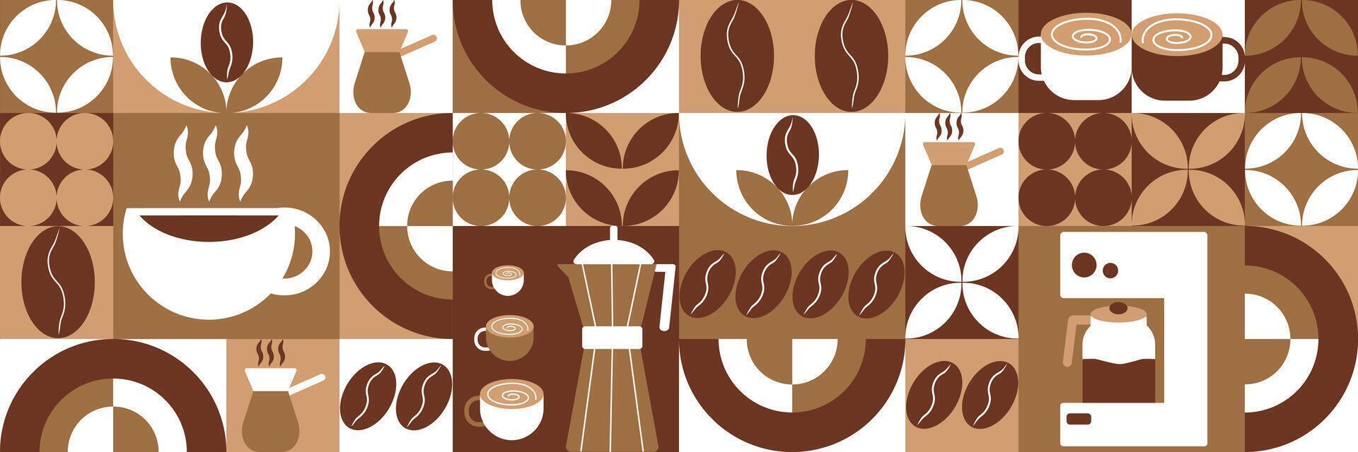 Coffee product pattern background, geometric coffee design element vector
