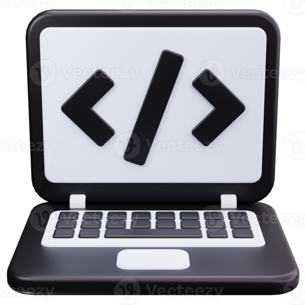 3D Icon Laptop Programming Code Screen png