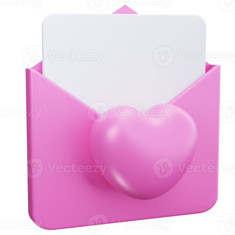 3D Icon Love Letter Envelope png