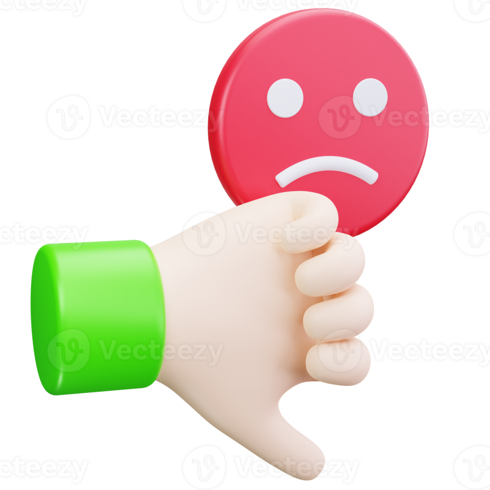 3D Icon Thumb Down Red Face png