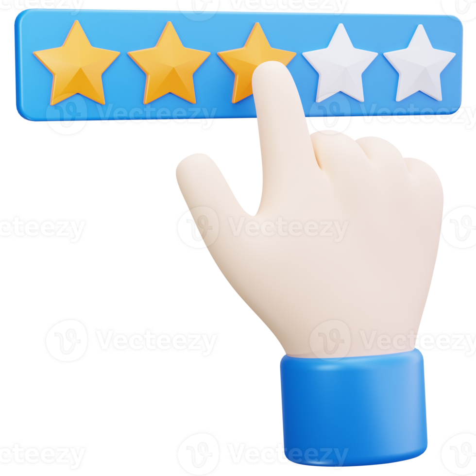 3D Icon Rating with Three Stars png