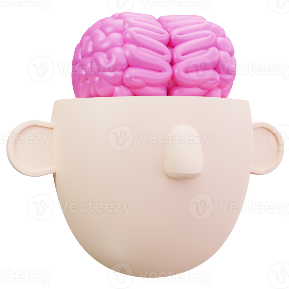 3D Icon Brain Thinking Code Developer png