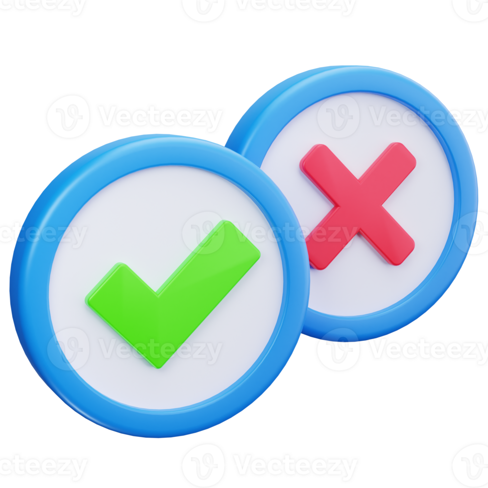 3D Icon Check and Cross Symbol png