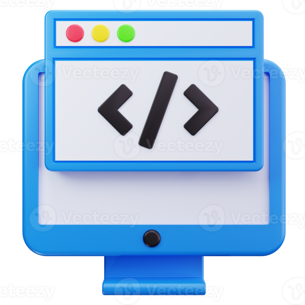 3D Icon Web Code Integration Display png