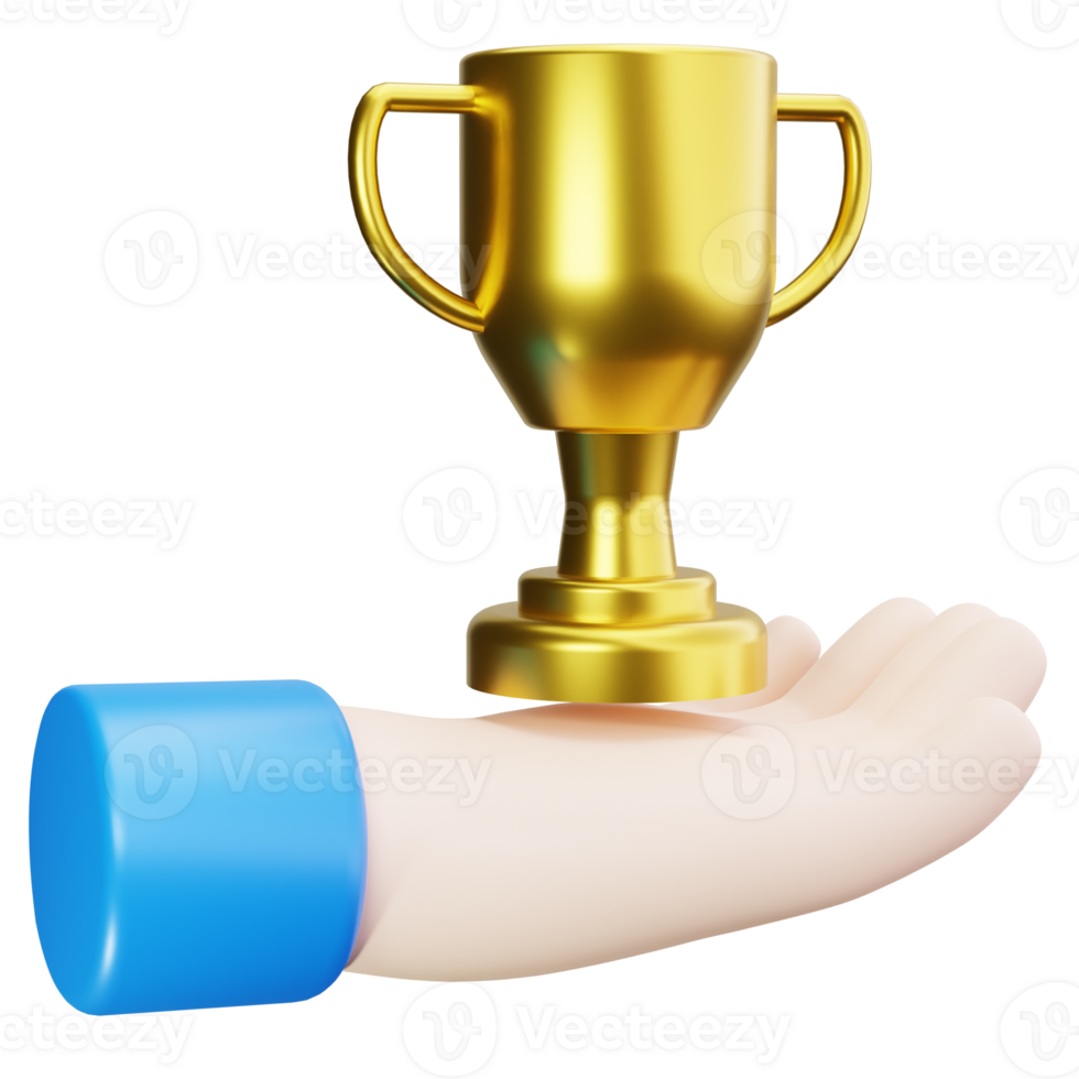 3D Icon Trophy Hand Achievement Reward png