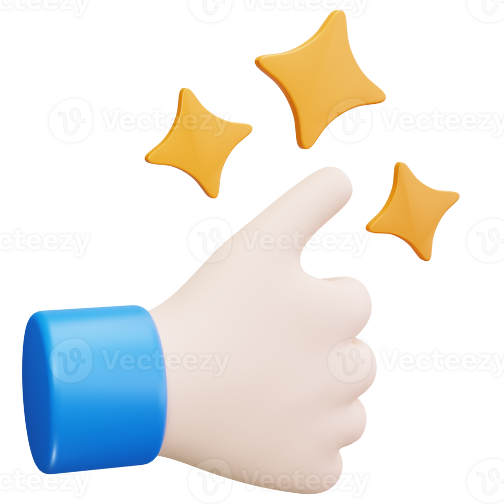 3D Icon Thumb Up With Sparkles png