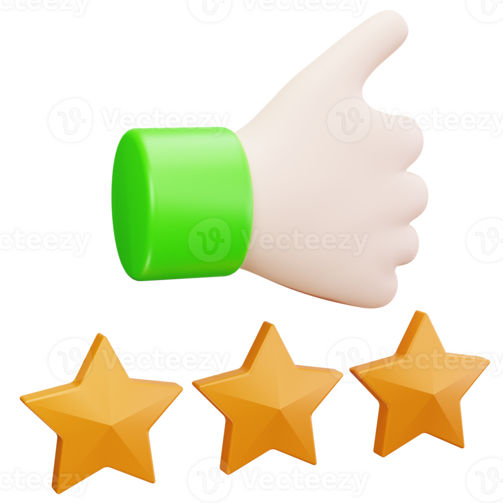 3D Icon Thumbs Up With Stars png