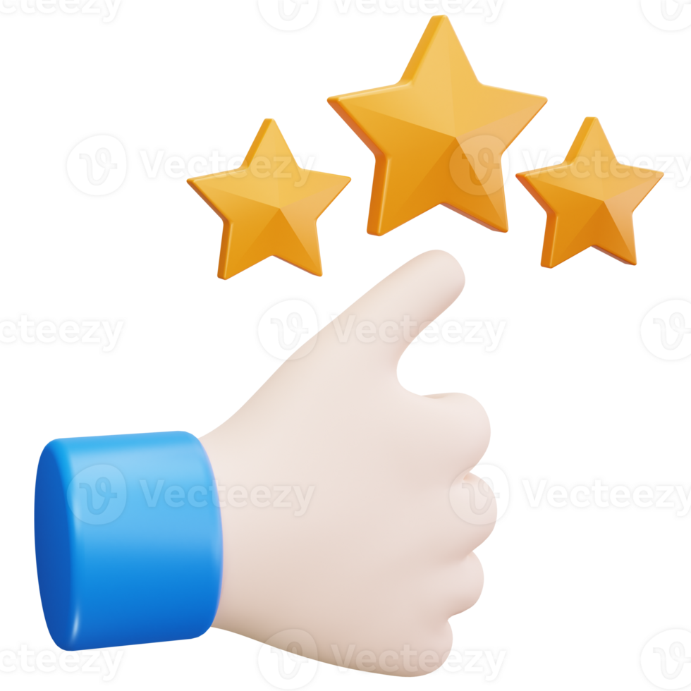 3D Icon Three Star Thumbs Up png