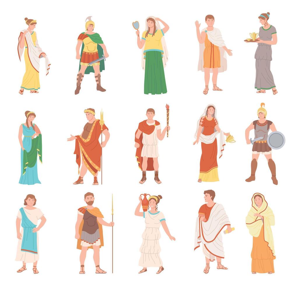 Colorful illustration of ancient Roman characters vector