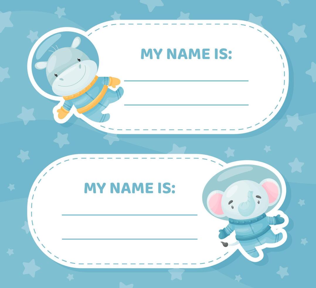 Space Animal in Spacesuit Name Card Design Template vector