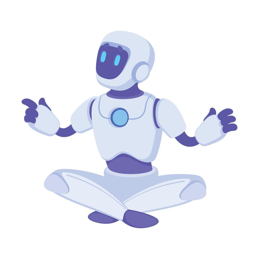 Robot Sit as Smart Android Assistant Machine Illustration vector