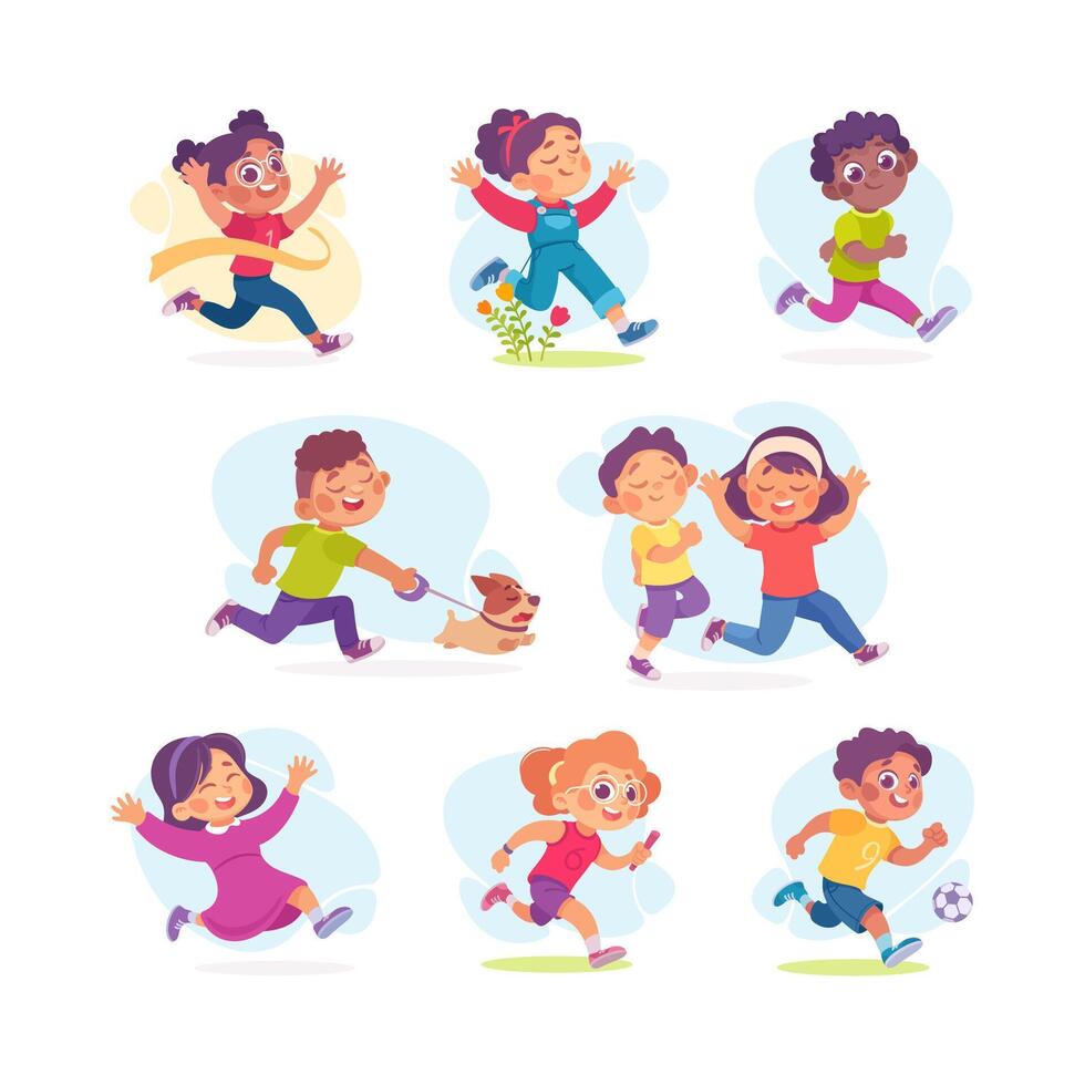 Children running and playing outside vector