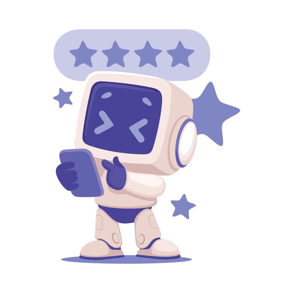 Robot Character Rate and Give Feedback as Smart Android Assistant Machine Illustration vector