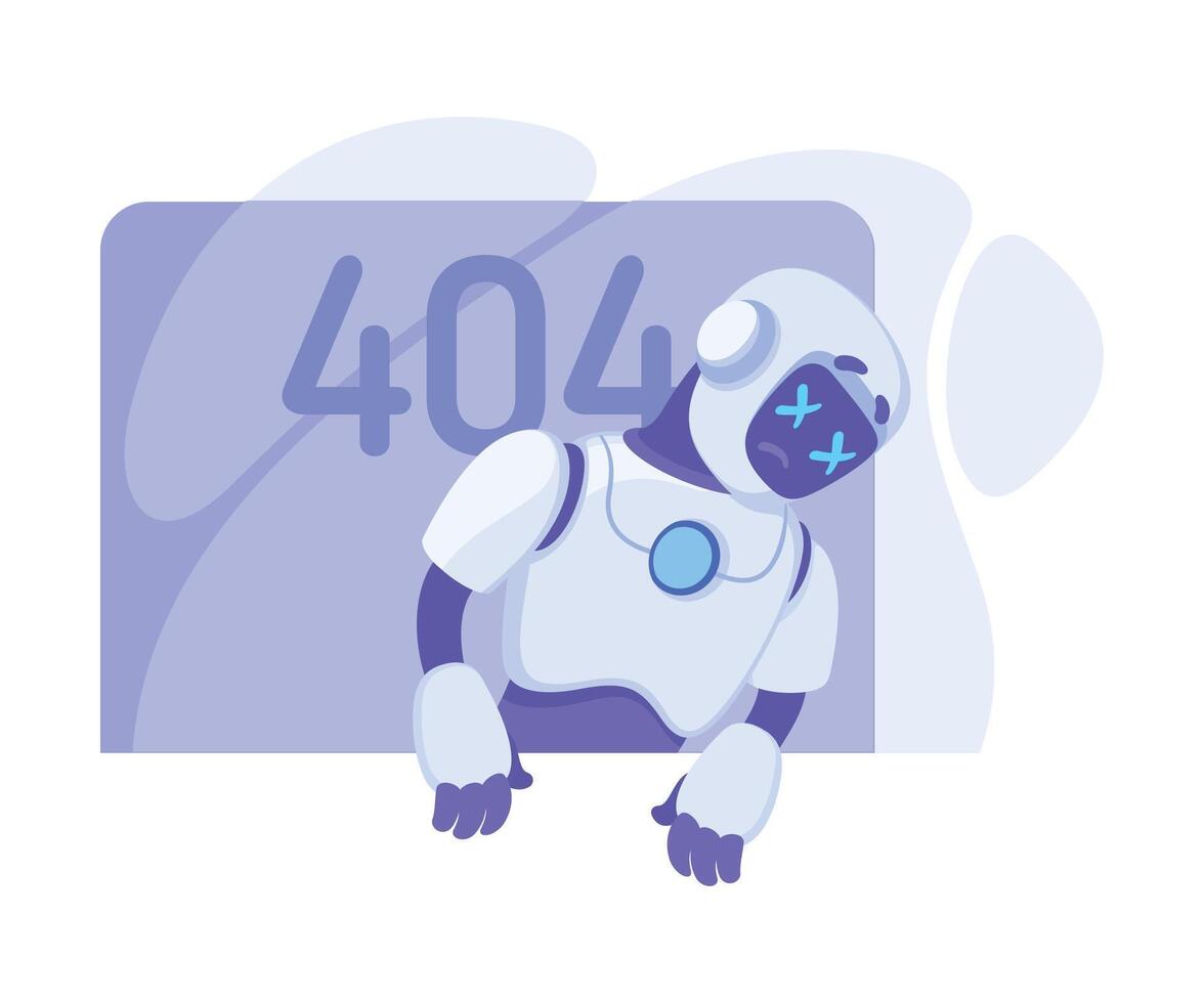Robot Character Has Error as Smart Android Assistant Machine Illustration vector