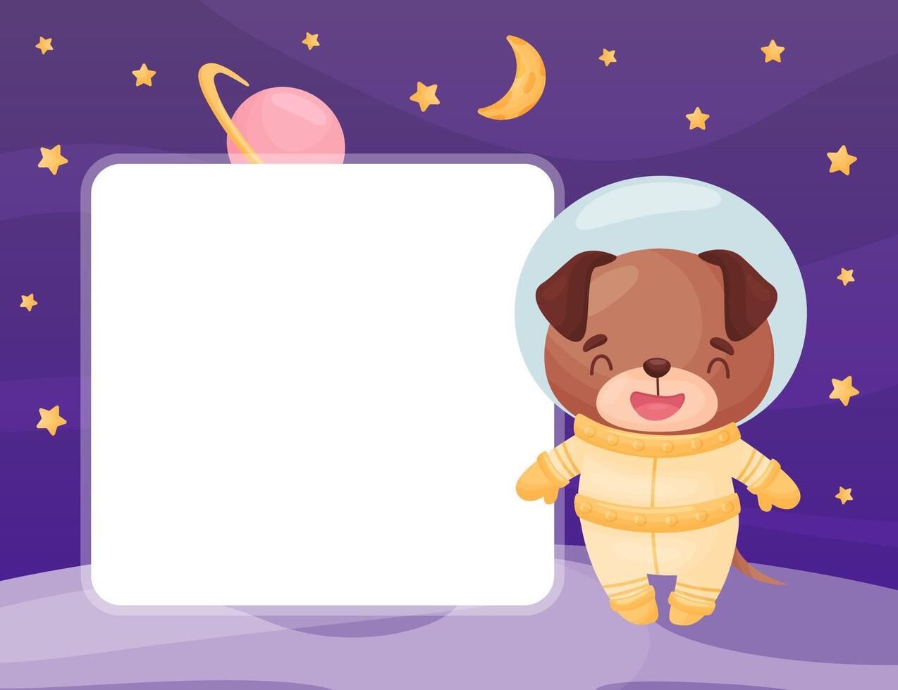 Space Dog Animal in Spacesuit Banner Design Template vector