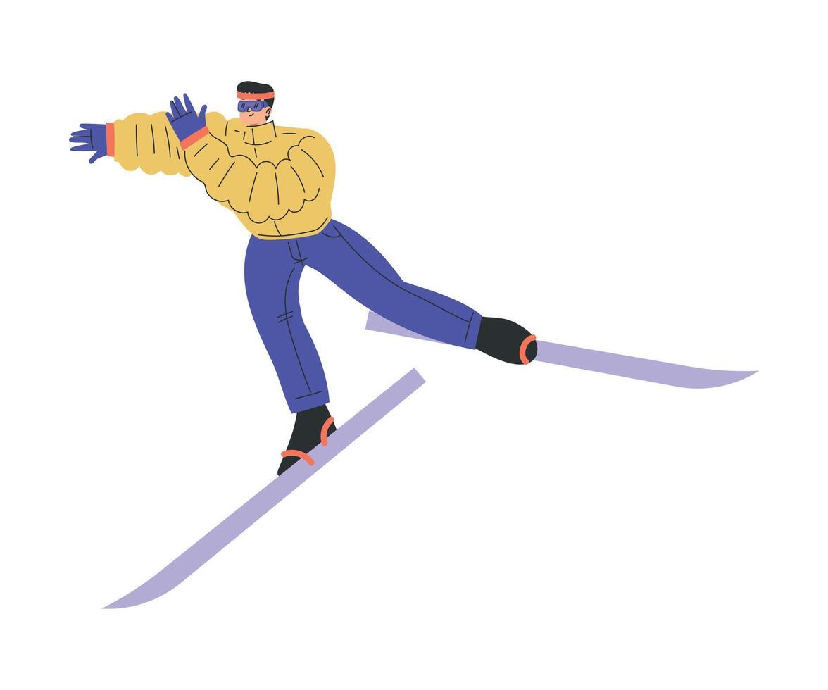 Man Skiing Downhill in Goggles in Winter Illustration vector