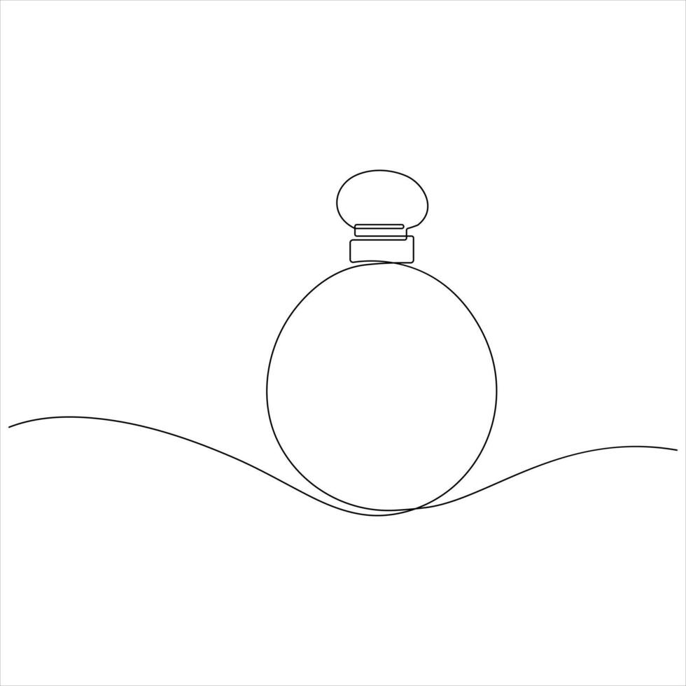 One line drawing of perfume bottle minimalist beauty product continuous line art illustration vector