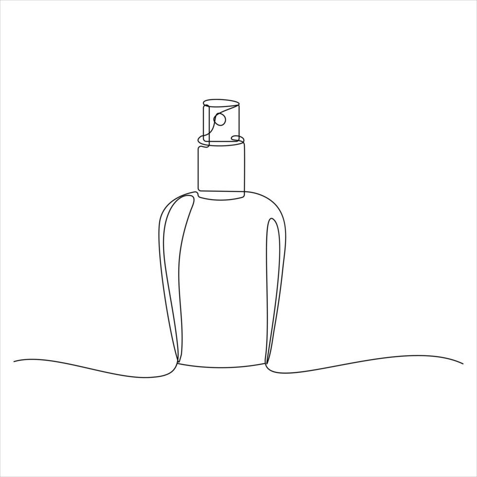 Modern Perfume Bottle Line Drawing Minimal Cosmetic Illustration for Branding vector