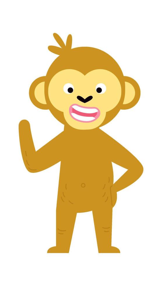 Funny wild animal flat icon Cute monkey vector