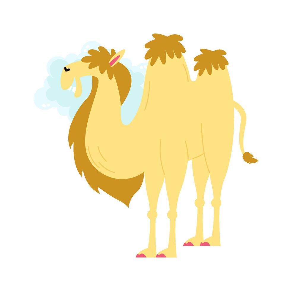 Funny cartoon animal flat icon Cute camel brush teeth vector