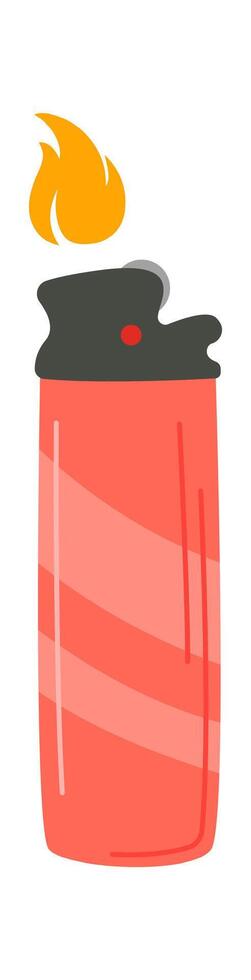 Lighter flat icon Flame on steel incendiary device vector