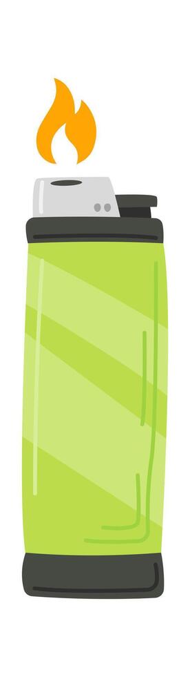Lighter flat icon Flame on steel incendiary device Flat Illustration vector